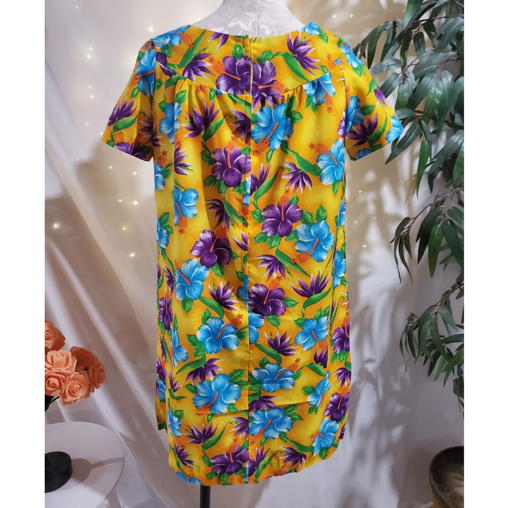 Vtg 60s 70s Pomare Hawaiian Floral Hibiscus Dress Mini Mumu Luau Tiki Aloha Rare - Picture 3 of 9